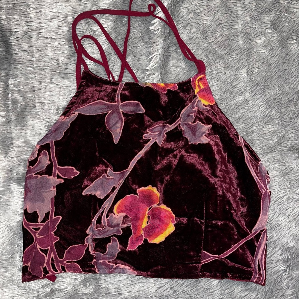 Velvet Floral 90s Crop